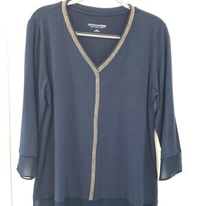 Soft Surroundings Royal Street Beaded Tunic, Navy, Size Large